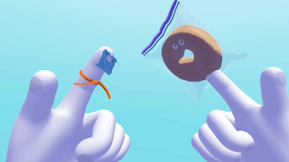 Animated finger puppets responding to hand tracking.